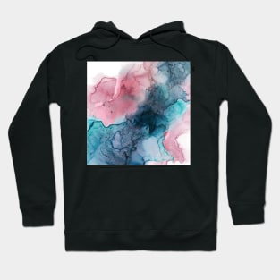 Modern watercolor trendy art Blush pink and Blue abstract Hoodie